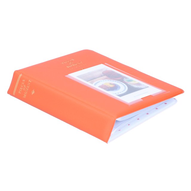 64 Pockets Photo Case, 16 Pages Delicate Buckle Tight Inner Line Retain Memory Insert Type Photo Book For Mini 9 3in Photos Orange,Grapefruit Yellow,Light Purple,Pearl White