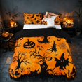 thumbnail image 3 of Homewish Halloween Witch Duvet Cover Queen, Spooky Tree Pumpkin Queen Bedding, Orange Black, Black Reversible 3pcs, 1 Duvet Cover and 2 Pillowcases, 3 of 7