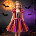 thumbnail image 2 of Afdoent Halloween Witch Dress For Girls Kids Outfit Tutu Party Fancy Girls Birthday Halloween Dress Up Clothes 6-7 Years, 2 of 4