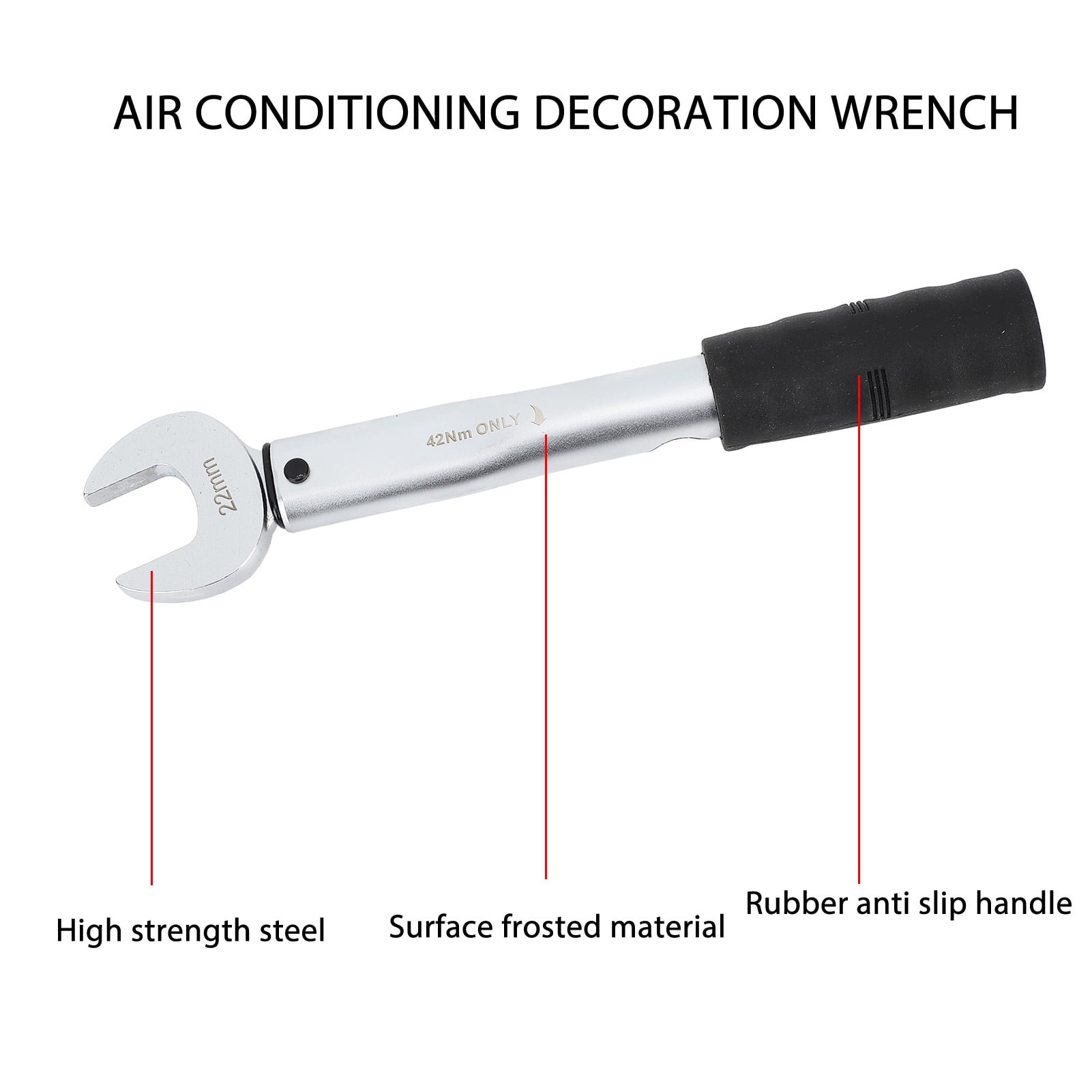 LAZIOEGR High Strength Tool Steel Open End Torsion Wrench 22mm (0.87 inches) 42Nm Torque Hand Tool for Air Conditioner Automotive Motorcycle Repair