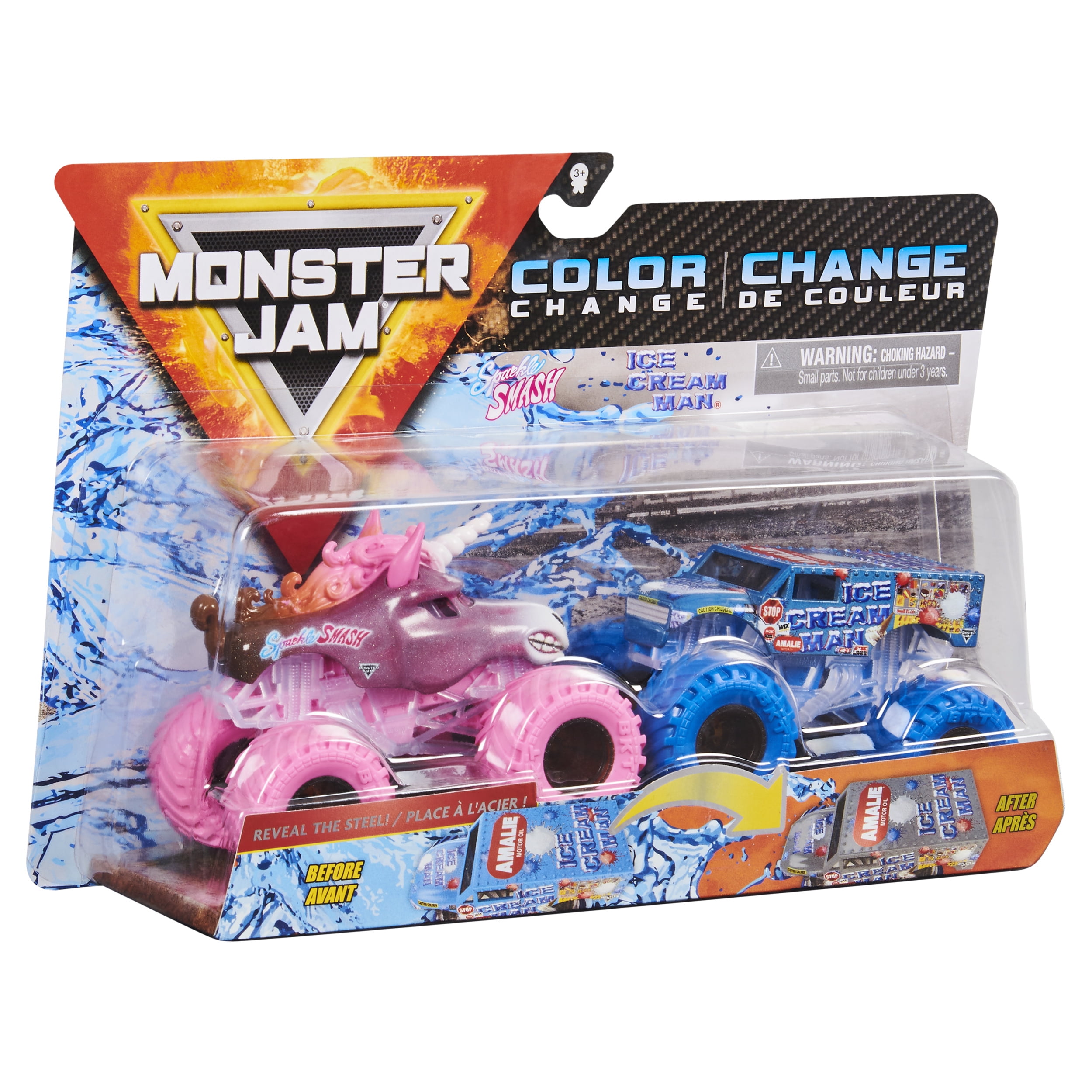 Monster Jam Color-Change Die Cast 2-Trucks Pk-Racing Stripes-Son