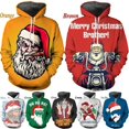 thumbnail image 2 of Sudadera con capucha con estampado 3D y gráfico navideño para hombres y mujeres, sudaderas casuales con diseño de Papá Noel y alce, ropa de calle de gran tamaño para hombres, 2 of 5