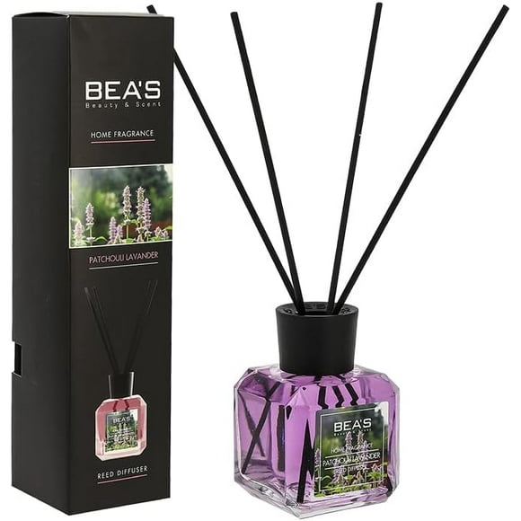 Reed Diffuser with Sticks, Patchouli Lavander, 4.05 Fl Oz (120 ml), Long Lasting Home Fragrance, Aromatherapy Oil Diffuser, Refreshing Air, Gift for Home and Office Shelf Decor, 1 Pack