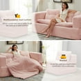 thumbnail image 4 of TesNus Sectional Sofa Bed 80", Plush Corduroy Fabric, Foam Filled, with Chaise Lounge and Convertible Blanket, Baby Pink, for Living Room Bedroom, 4 of 9