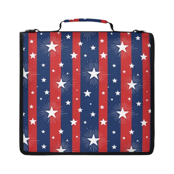 Zipper Binder with Shoulder Strap 2 inch 3 Ring Waterproof File Folder Organizer Bag 500 Sheet Vertical Stripes Alternating Pattern