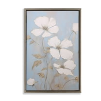 Stupell Industries White Petal Flowers Botanical & Floral Painting Brown Floater Framed Art Print Wall Art, 17 x 25