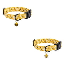 2Pcs Dog Collar for Small Medium Large Dogs Yellow Puppy Collars for Female Dogs Floral Bee Daisy Patterned Pet Collars for Summer Spring Wedding Puppy Girl Dog Collar