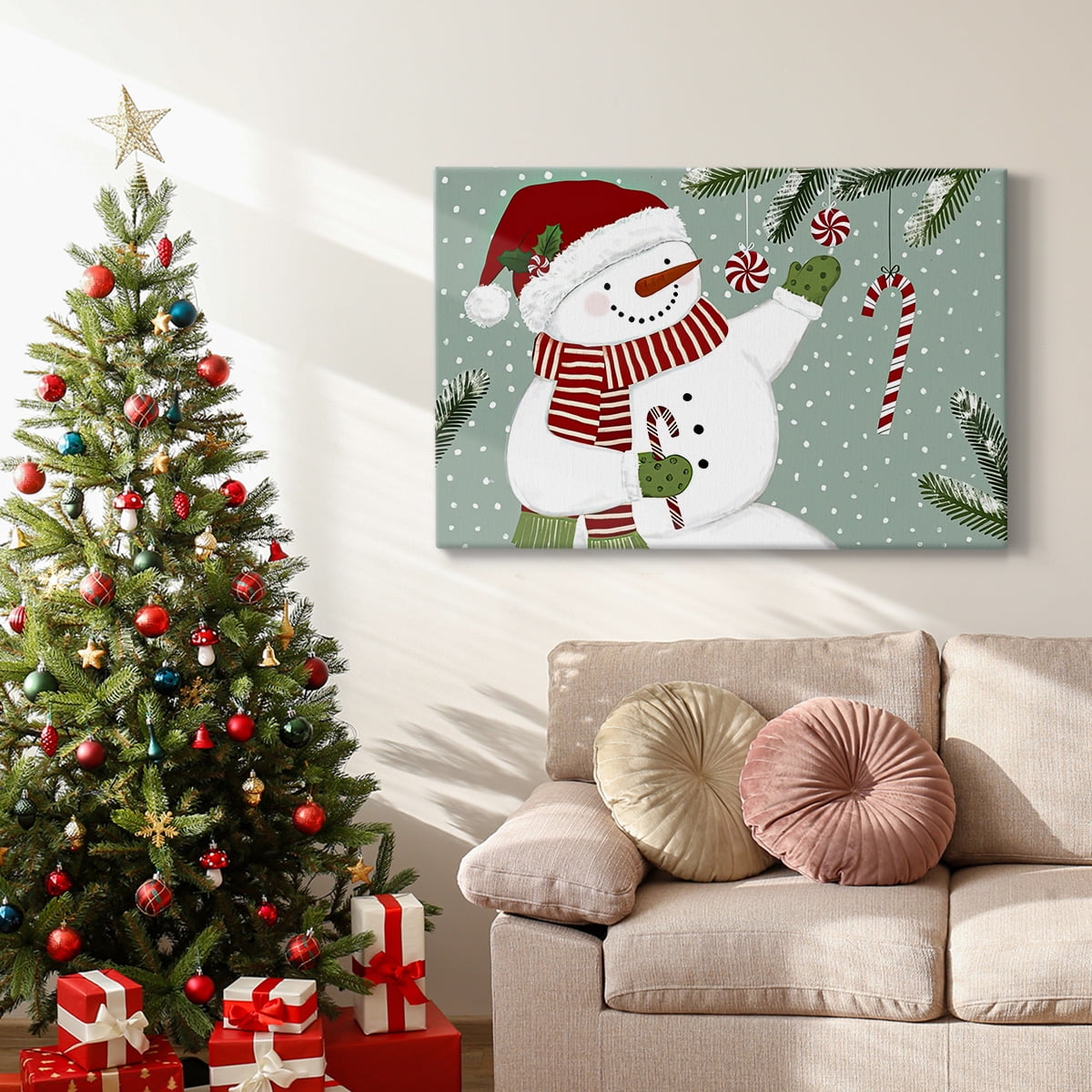Peppermint Snowman Collection A- Gallery Wrapped Canvas