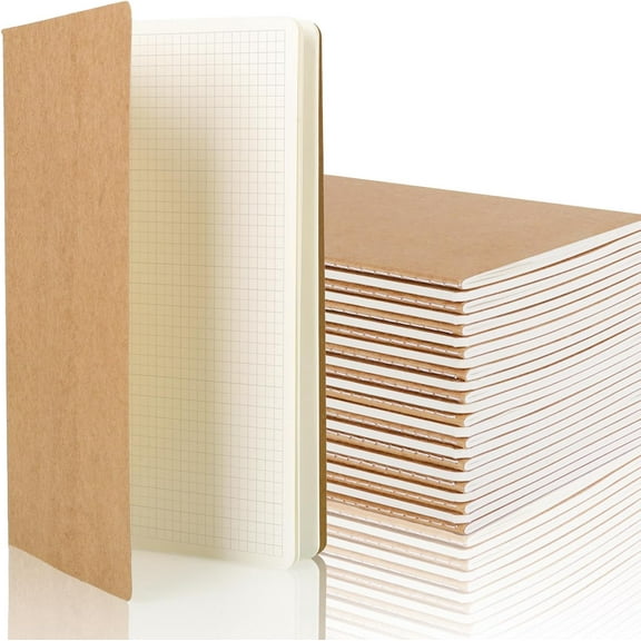 24 Pack Notebook Journal Notebook Square Grid Paper Notebook for Travelers, Students, Office - Subject Notebooks - A5 Size, 8.26”x5.5”, 64 Square Grid Pages/32 Sheets
