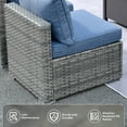 thumbnail image 4 of Ovios 10 Pieces Patio Fire Pit Set Outdoor Wicker Sectional Sofa Conversation Set with Swivel Rocking Chair,Denim Blue, 4 of 7