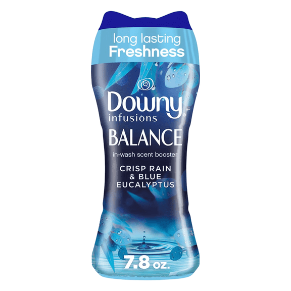 Downy Infusions BALANCE Crisp Rain & Blue Eucalyptus In-Wash Scent Booster, 7.8Oz