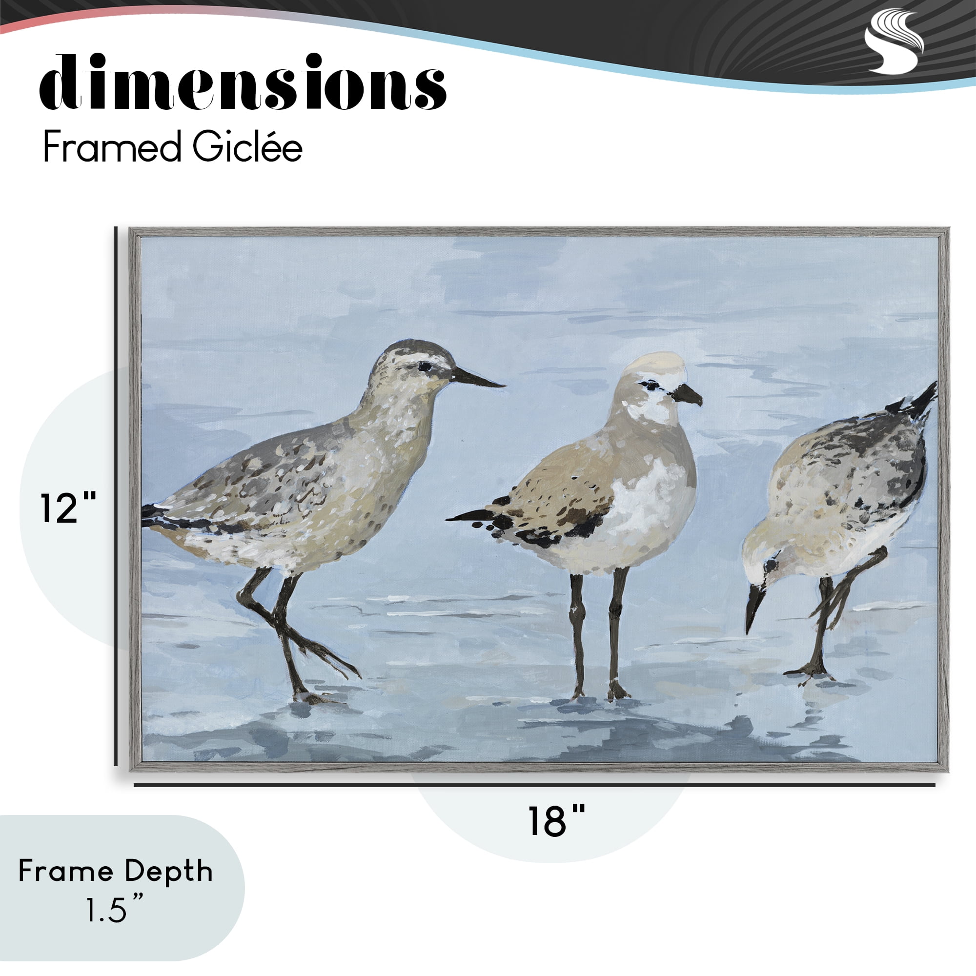 Stupell Industries Sandpipers Beach Coastal Scene Gray Framed Giclee Art, design by Lorenzo Collective