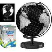 Little Chubby One 15 Inch Black Illuminated LED World Globe - Educational and Decorative Piece - Informative Easy to Read Light Up Globe with Stand Perfect for Learning and Night Light