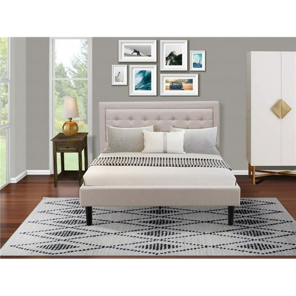 2 Piece Fannin Platform Bedroom Furniture Set - Mist Beige, Black & Distressed Jacobean