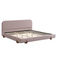 thumbnail image 3 of Christopher Knight Home Unique King Size Bed Frame, Velvet Upholstered with Solid Wooden Legs, Pink, 3 of 10