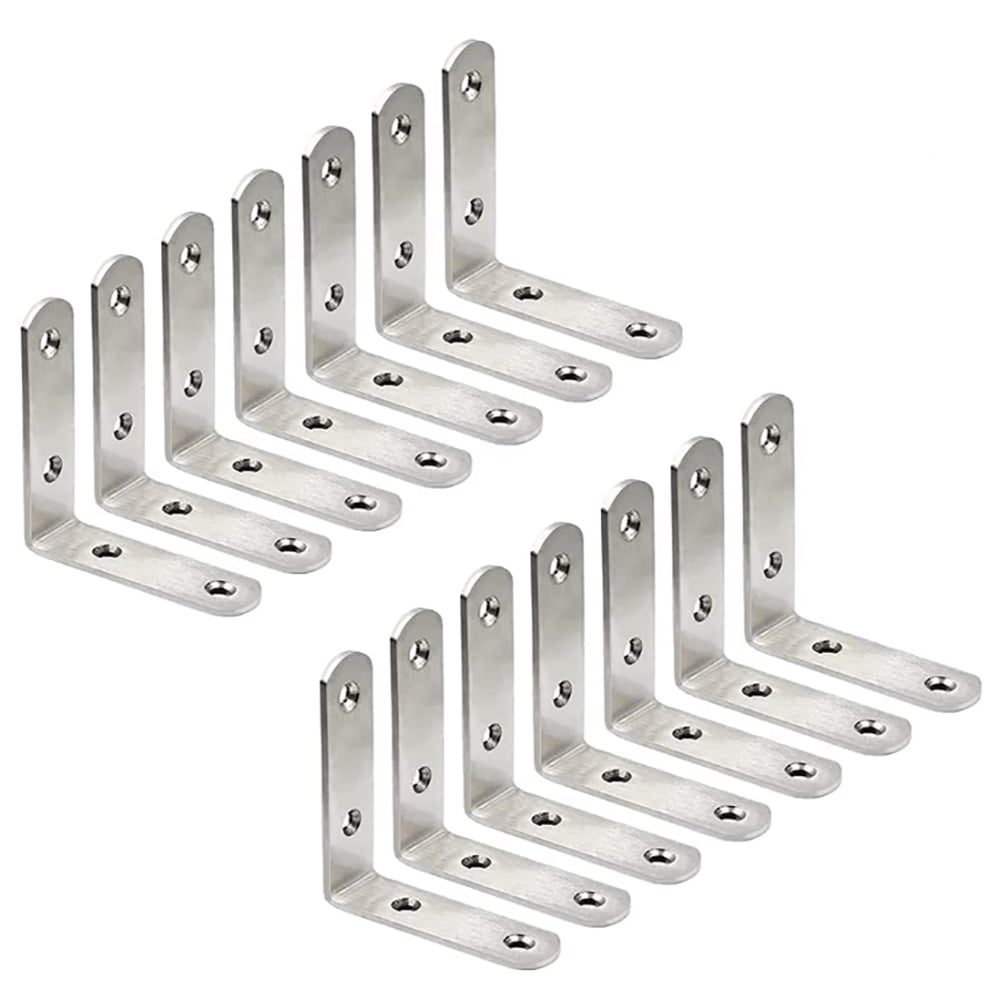 3 x 3 L Bracket Angle Iron White Corner Brace Joint  Metal Install Shelf Cabinet 