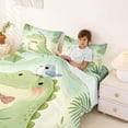 thumbnail image 3 of Castle Fairy Watercolor Cute Crocodile Queen Sheets 4 Pieces,Tiny Bird Tropical Leaf Print Queen Sheet Sets,Sage Pale,1 Fitted Sheet,1 Flat Sheet and 2 Pillowcases, 3 of 6