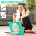 thumbnail image 6 of For iPad (A16) 11th/10th Gen 11/10.9 inch 2025/2022 Case, 360 Rotatable Handle Stand, Shoulder Strap, Drop-Proof Design, Mint Green, 6 of 7