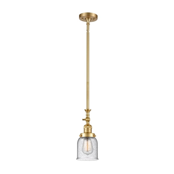 206-SG-G54-Innovations Lighting-Bell - 1 Light Stem Hung Tiltable Mini Pendant In Industrial Style-14 Inches Tall and 5 Inches Wide-Satin Gold