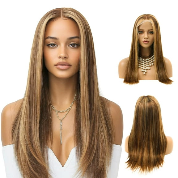 4/27 Highlight Ombre Lace Front Wig Human Hair, Straight 13x4 HD Transparent Lace Frontal Wigs Colored, Honey Blonde Glueless Lace Front Wigs Pre Plucked with Baby Hair 180 Density 20 Inch