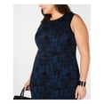 thumbnail image 3 of ANNE KLEIN Womens Blue Printed Sweater Sheath Dress 1X Plus, 3 of 4