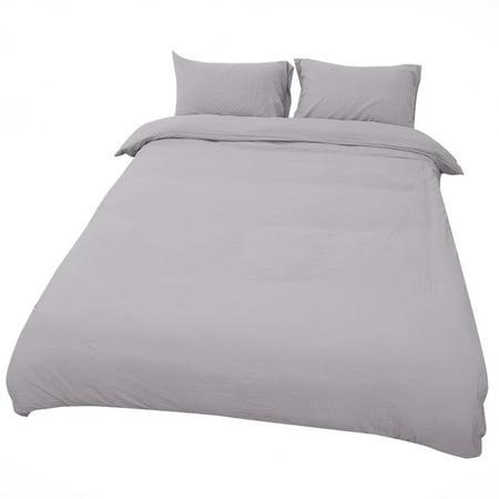 Washed Cotton Duvet Cover Sets Zipper Closure Bedding Set 5 4