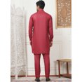 thumbnail image 3 of Punjabi Kurta Pajama Set Pathani Solid Color Indian Wear for Men (Maroon, 3XL), 3 of 8