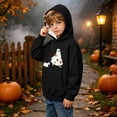 thumbnail image 5 of Yeaiivve Girls Halloween Pullover Hoodie Cute Ghost Graphic Hooded Sweatshirts Kangaroo Pocket Casual Oversized Hoodies Kids Boys Back to School Wear Black 3 Years, 5 of 9