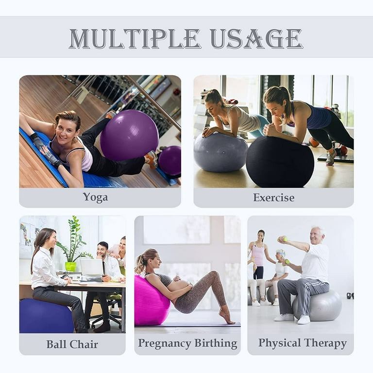 Ball Chair Yoga Ball Chair Exercise Ball Chair with Base Bands for Home Gym Workout Ball for Abs Stability Ball Balance Ball Seat to Relieve Back