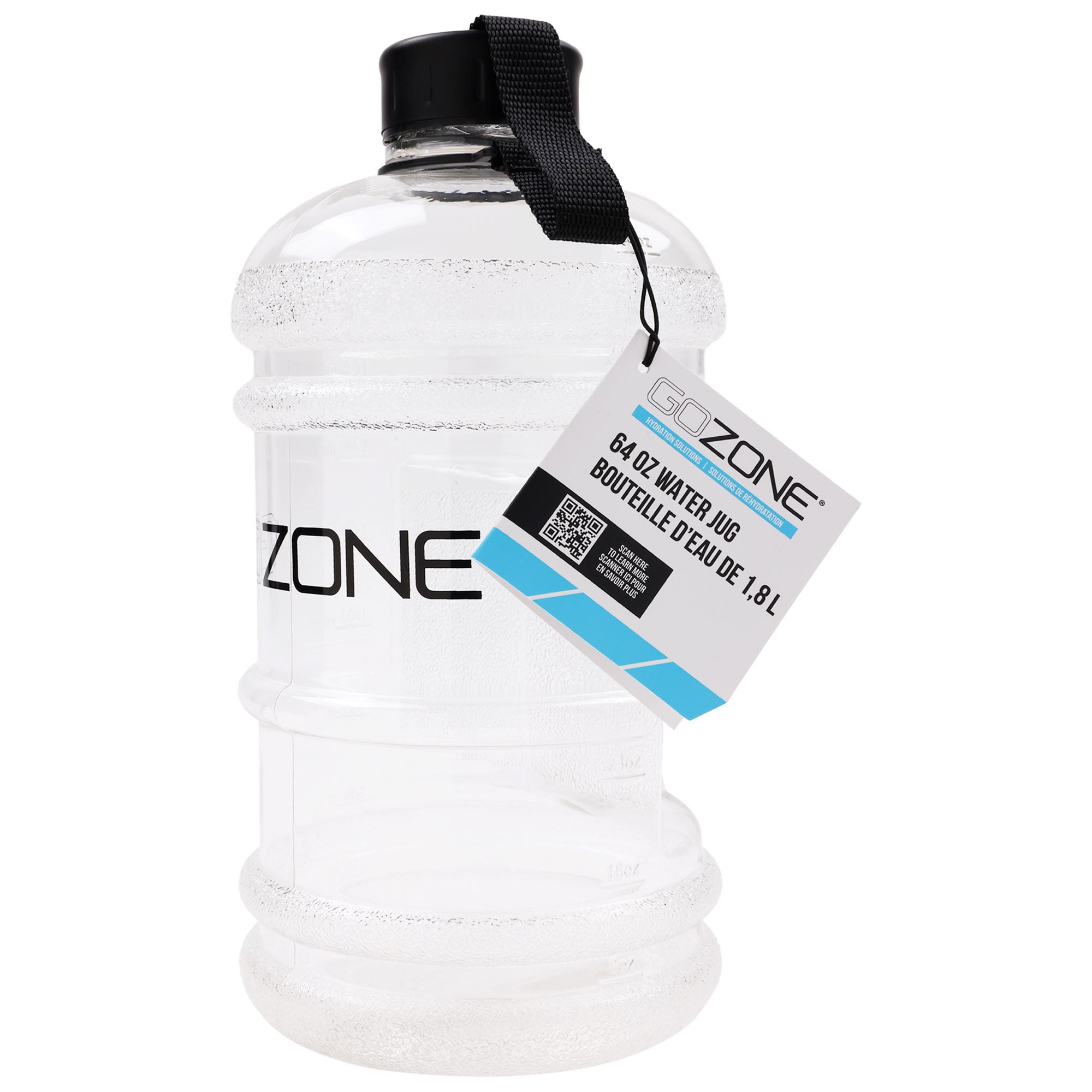 GoZone Pichet à Bouteille d'eau, Pichet à eau de Sport d'un Demi-gallon avec Poignée de Transport, Transparent, 64 oz F-GOZONE CRUCHE D'EAU