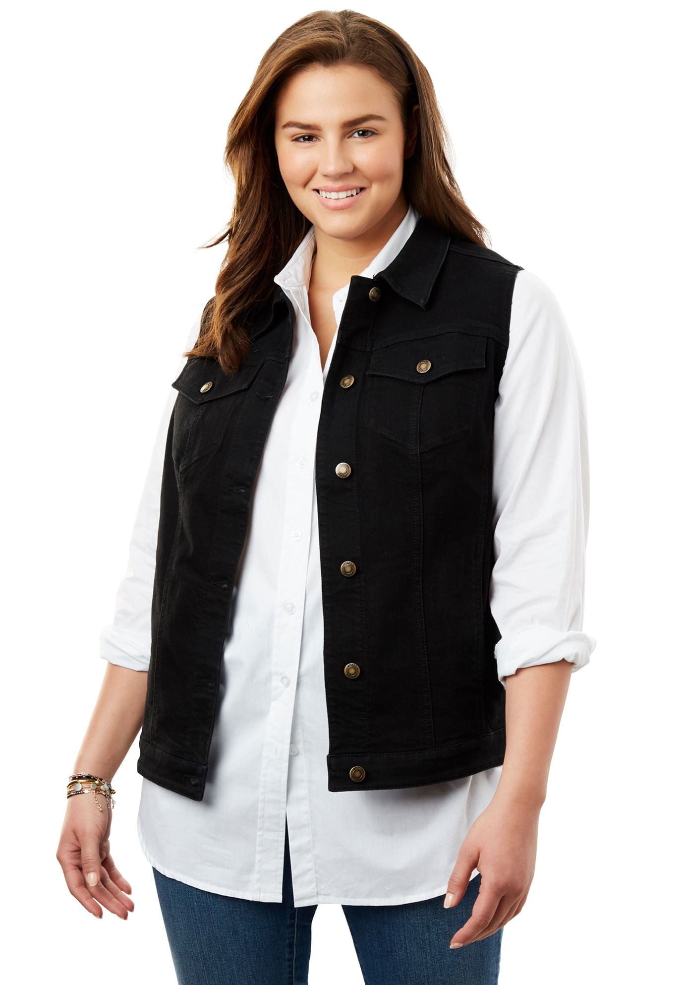 Woman Within Plus Size Stretch Jean Vest