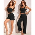 thumbnail image 3 of Ekouaer Womens 4 Piece Lounge Sets Ribbed Knit Crop Tank Top and Shorts Pants Casual Outfits, 3 of 7