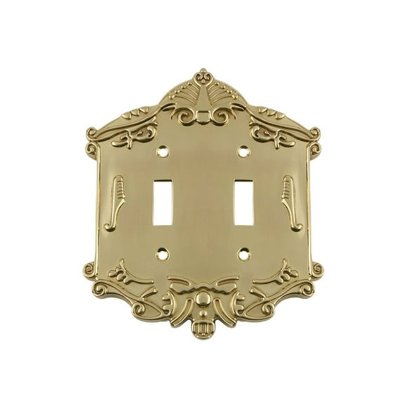 Nostalgic Warehouse 719939 Victorian Switch Plate with Double Toggle, Polished Brass