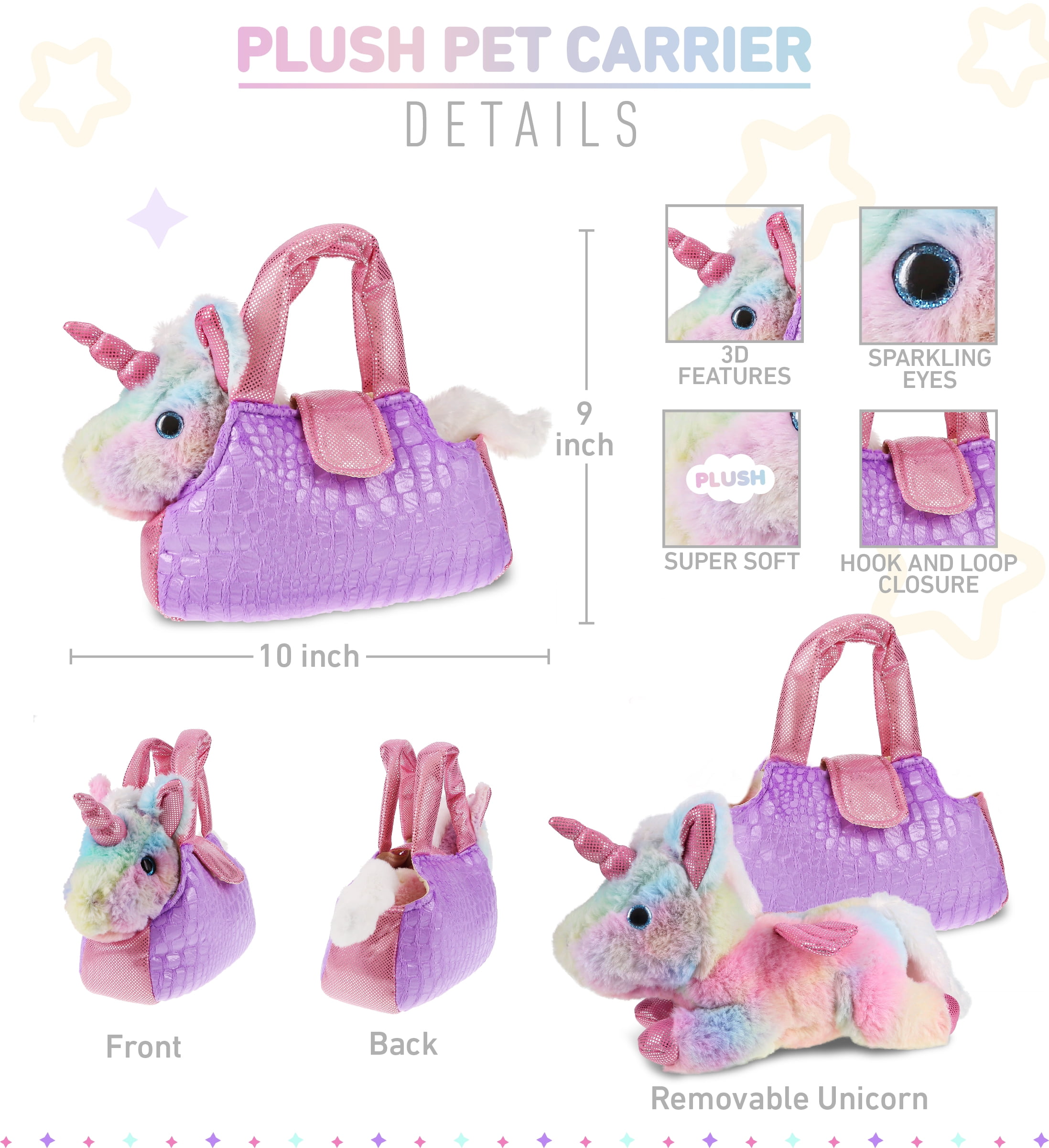 DolliBu Purple Unicorn Plush Purse Pet Carrier - Cute Unicorn Stuffed  Animal Purse Bag for Girls, Removable Purple Unicorn Stuffed Animal in  Plush Handbag - Antika ve Koleksiyon - kitantik