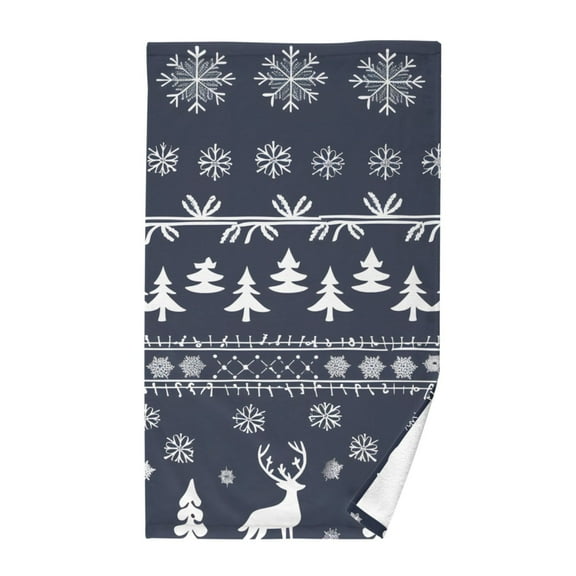 Deer Christmas Snowflake Pattern Cotton Face Towel Soft Hand Towel Absorbent Bathroom Towel for Kitchen Hotel