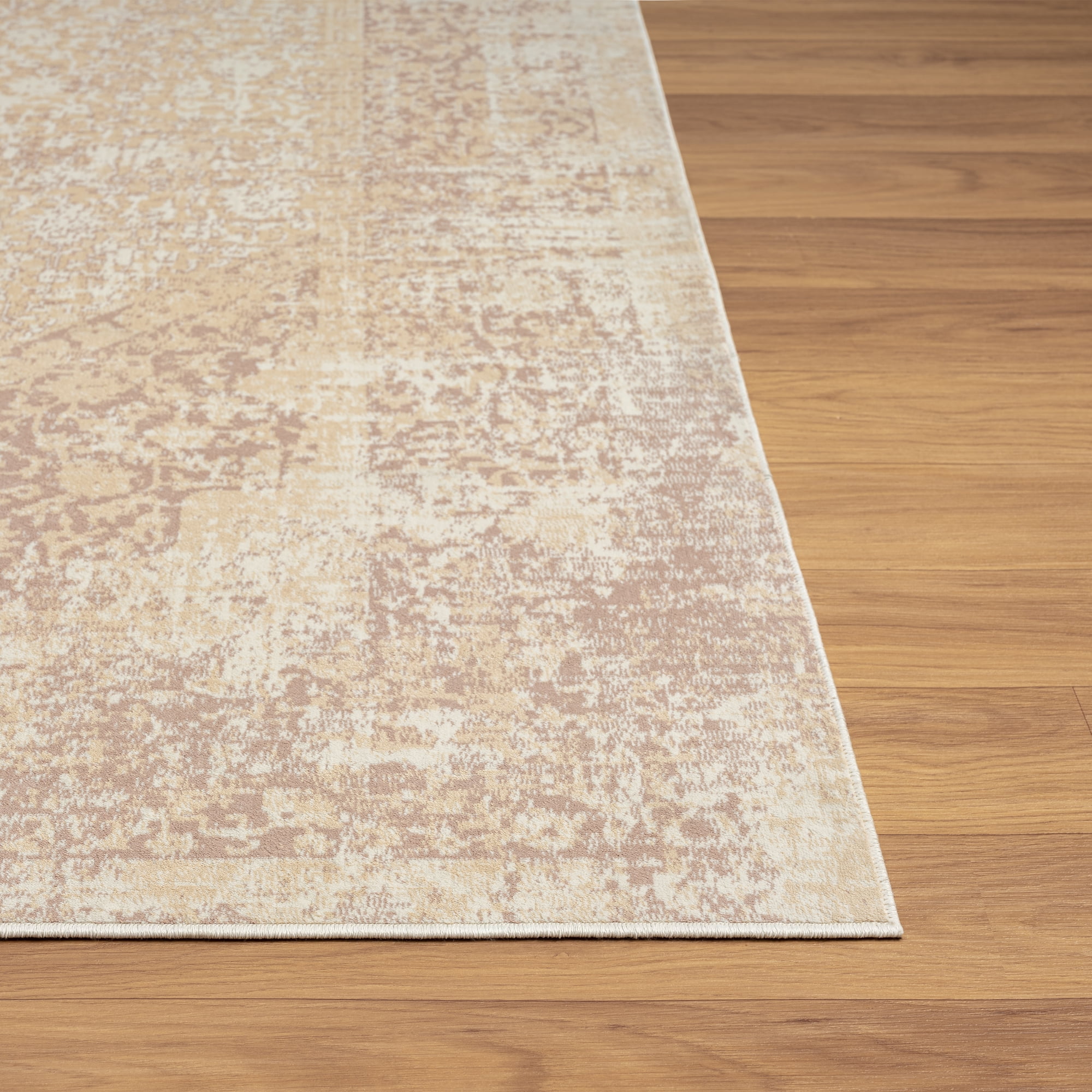 LR Home Brooke 7'10" x 9'10" Beige Medallion Waterproof Non-Slip Machine Washable Indoor Area Rug