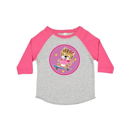 

Inktastic Skateboarding Cat Girls Skateboarder Gift Toddler Toddler Girl T-Shirt