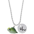 thumbnail image 1 of Delight Jewelry Resin Sea Turtle Silvertone Script Initial Disc - K - Charm Necklace, 20"+3", 1 of 4