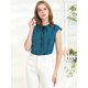 thumbnail image 3 of Camisa De Verano De Gasa Con Botones Y Volantes Sin Mangas Con Cuello De Lazo Lindo Para Mujer Azul eléctrico L, 3 of 6