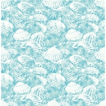 Brewster Surfside Aqua Shells Wallpaper