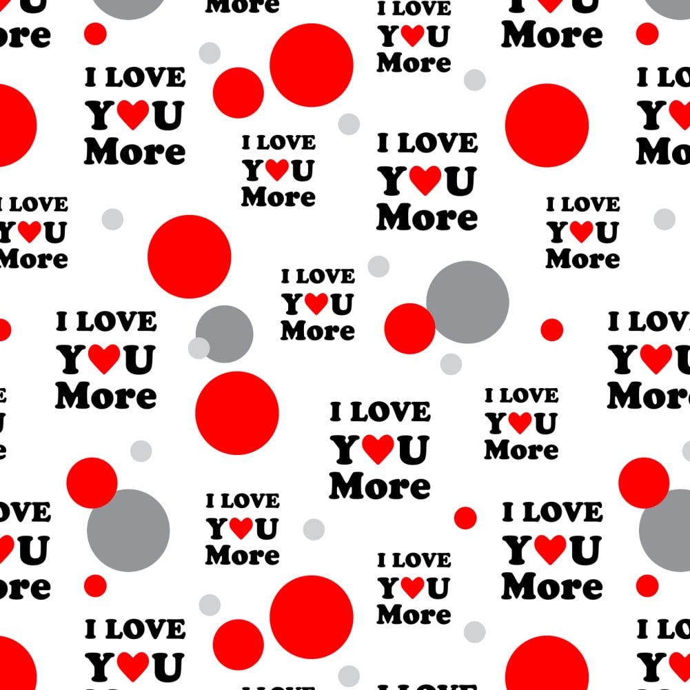 Beautiful 'I Love You More' Heart Premium Wrapping Paper Roll For