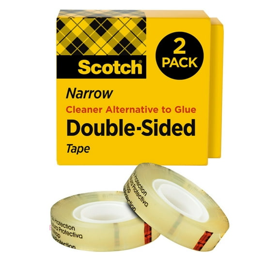Scotch® Double Sided Tape, 1/2 in. x 500 in., Permanent, 2 Boxes/Pack