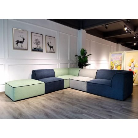 Modern Modular Green, Blue & Grey Fabric Sectional Sofa VIG Divani Casa Polo