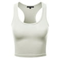 thumbnail image 1 of A2Y Women's Basic Cotton Casual Scoop Neck Sleeveless Cropped Racerback Tank Tops Ivory M, 1 of 3