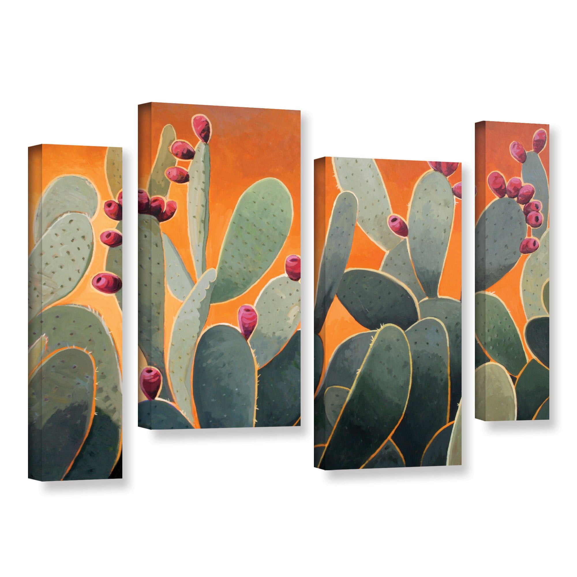 ArtWall Rick Kersten "Cactus Orange" 4-Piece Gallery-wrapped Canvas Staggered Set