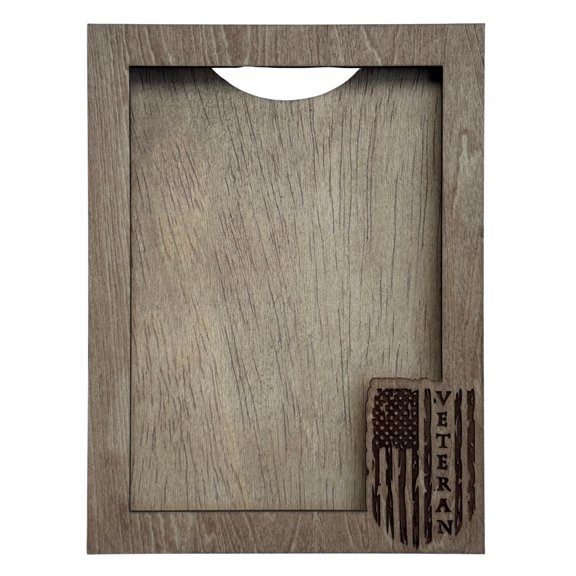 Veteran American Flag Wooden Picture Frame with Stand, 5x7 Photo Size, Wall Mount Included, Military Patriotic Design