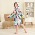 thumbnail image 4 of FORMRS Niños Bathrobe Unisex Hooded Robe Soft Plush Pajamas Sleepwear, Size 4-6T, Gray Checkered Pattern, 4 of 7