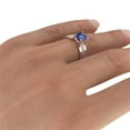 thumbnail image 7 of 2.20 ctw Lab Created Blue Sapphire Ring with Diamonds 14K Rose Gold Bridge Channel set Princess, 7 of 7