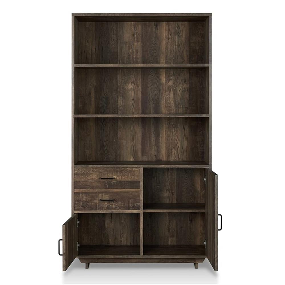 Furniture of America Berto Farmhouse Wood 3-Shelf Bookcase in Reclaimed Oak