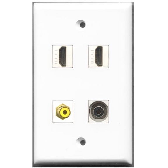 RiteAV - 2 Port HDMI 1 Port RCA Yellow 1 Port 3.5mm Wall Plate